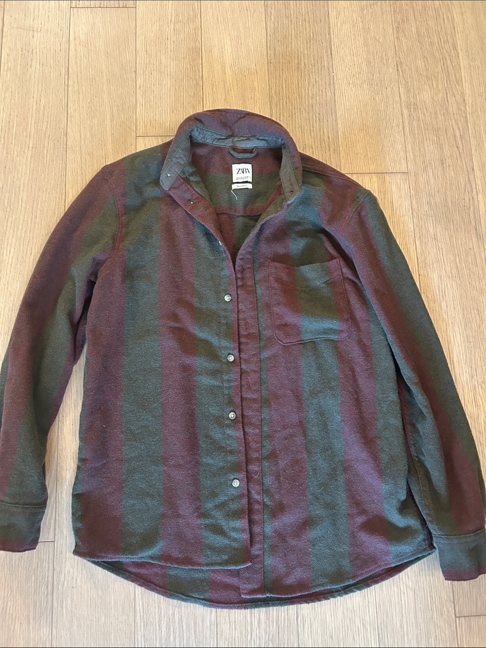 Zara Vertical Striped Shirt — Brown & Dark Green